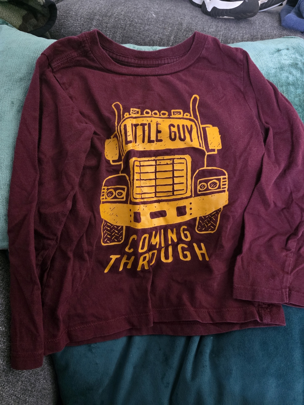 The Children's Place Maroon Long-Sleeve Tee with Yellow Truck Graphic